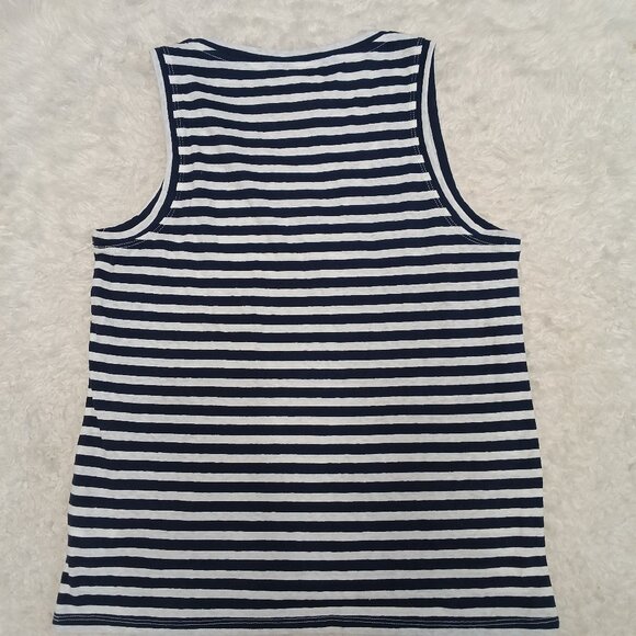 J. Crew Women's Navy Blue Stripped Tank Top Size S - Picture 3 of 7